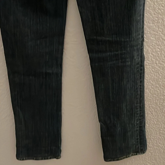 TORY BURCH Dark Wash Gold Logo Hardware Low Rise Super Skinny Jeans SIZE 25 - Picture 6 of 7